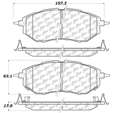 Centric Parts Posi-Quiet Ceramic Pads, 105.10781, Front 105.10781